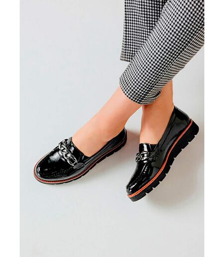 Mocassins grande largeur cuir chaîne à maillons