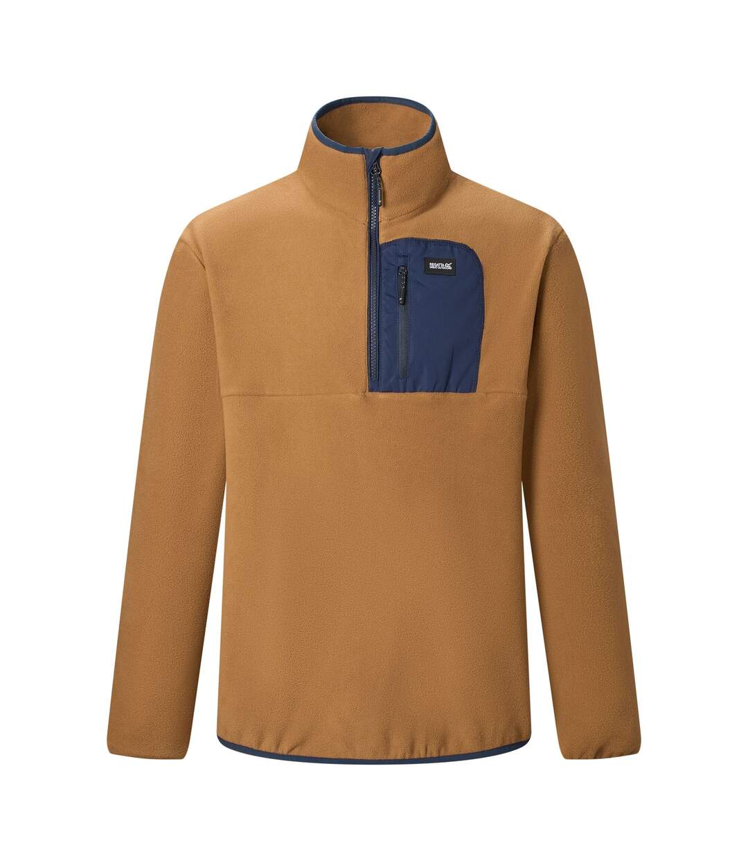 Haut Polaire À Col Montant Zippé Motif/style Panneau Contrasté Frankie Homme Brun Clair Vif Bleu Marine Regatta-2