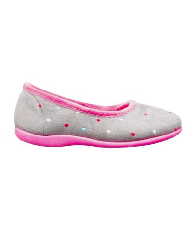 Sleepers Womens/Ladies Isla Dotted Ballerina Memory Foam Slippers (Grey/Fuchsia) - UTDF1308