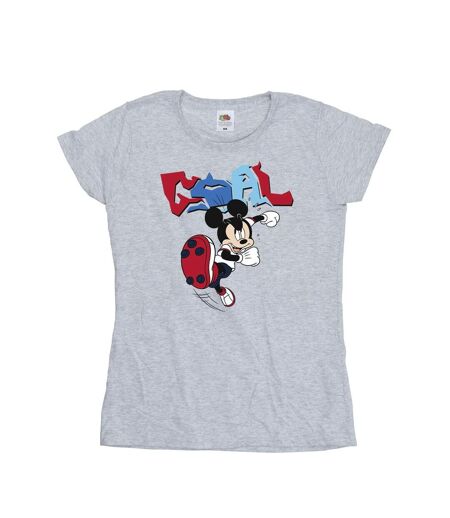 Disney T-shirt en coton Mickey Mouse Goal Striker Pose pour femmes/femmes (Gris sportif) - UTBI33428