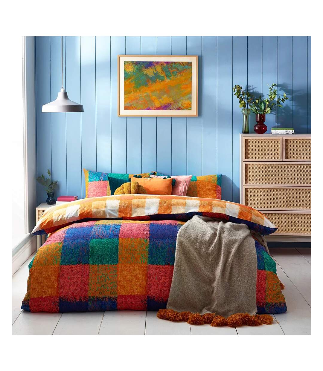 Alma checked duvet cover set multicoloured Furn-1