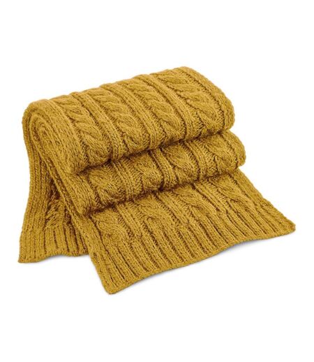 Cable knit melange scarf one size mustard Beechfield