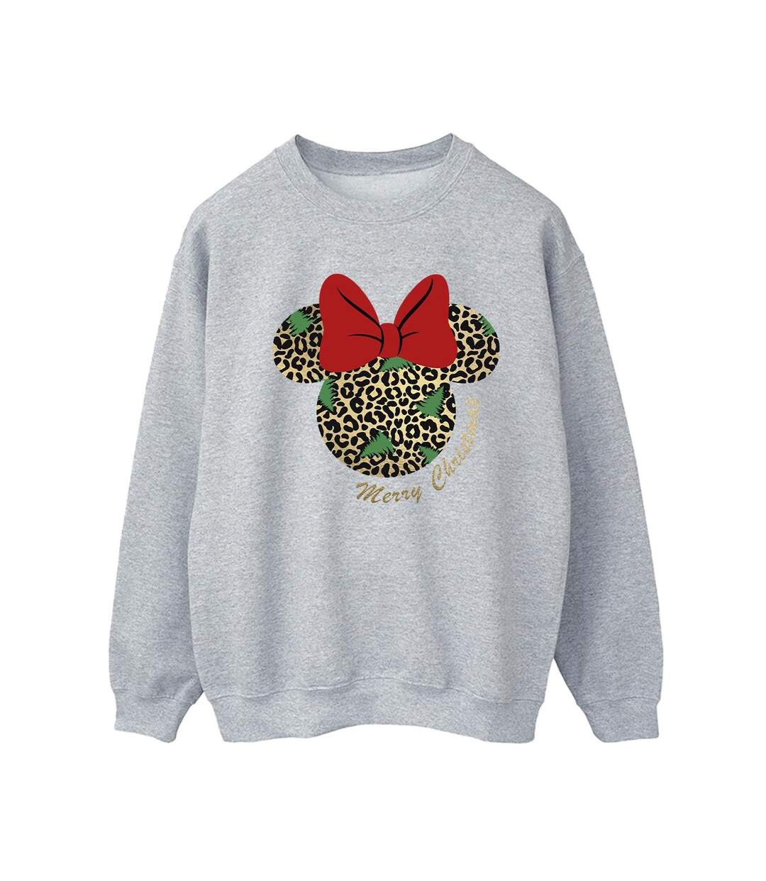 Disney Sweat-shirt de Noël Minnie Mouse léopard Femme/Ladies (Gris sportif) - UTBI29364-1