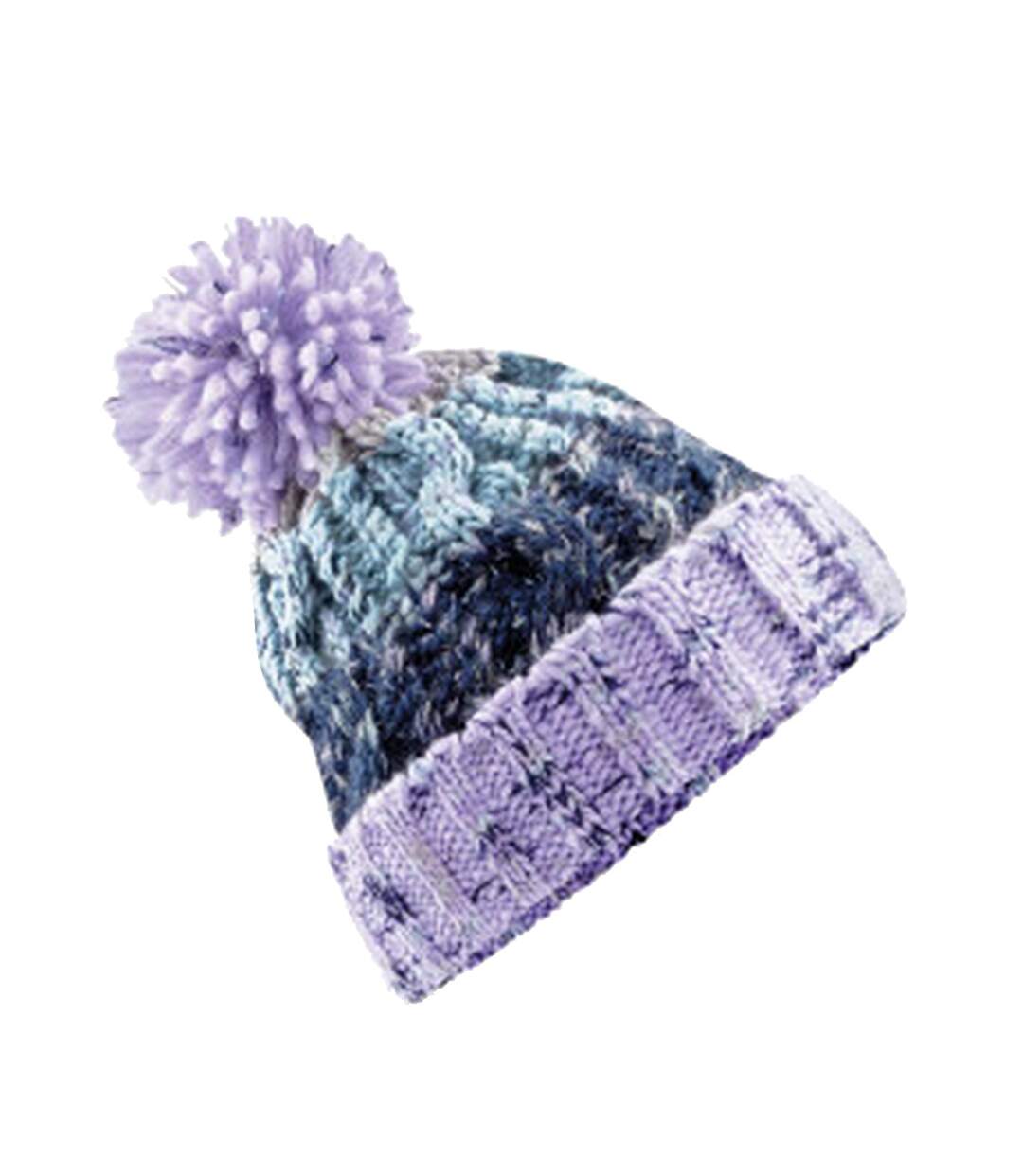 Womens/ladies Corkscrew Pom Pom Beanie Violet Clair Beechfield-2