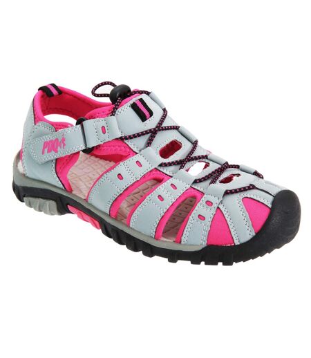 PDQ Womens/Ladies Toggle & Touch Fastening Sports Sandals (Grey/Fuchsia) - UTDF410