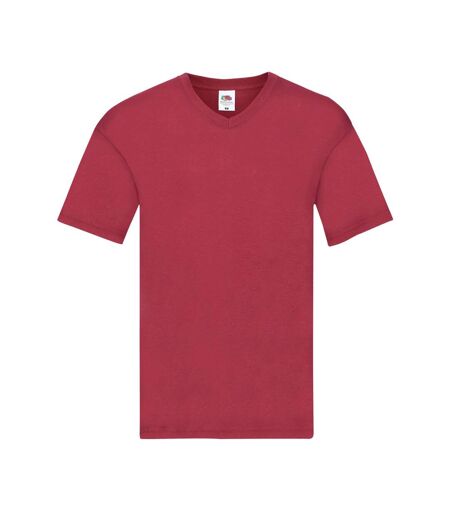 Fruit of the Loom Mens Original Plain V Neck T-Shirt (Brick Red) - UTBC5316