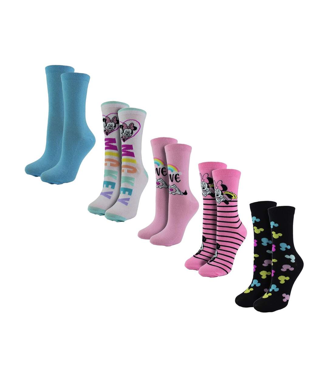 Ladies 5 Pairs Minnie Mouse Socks | Cute Novelty Disney Mickey Mouse Socks-1
