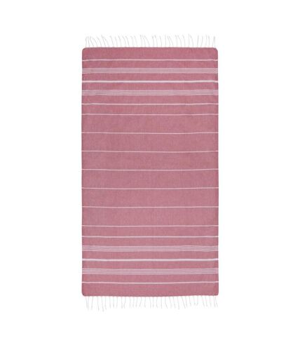 Anna Hammam Striped Cotton Beach Towel (Red) - UTPF4151