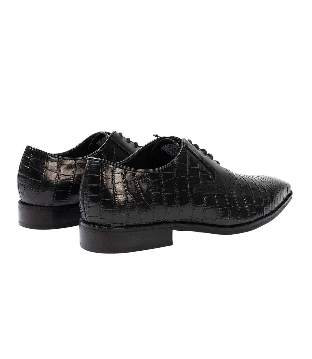 Mens Croc Full Grain Leather Oxford Shoes Black Giorgio-2