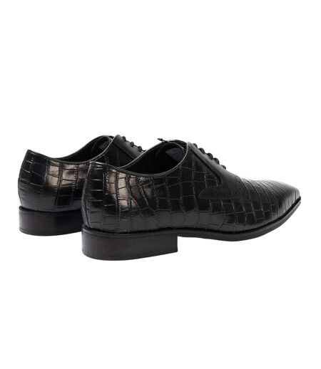 Mens Croc Full Grain Leather Oxford Shoes Black Giorgio