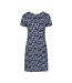 Womens/ladies Seedling V Neck Short-sleeved Dress Blue White Lazy Jacks-1
