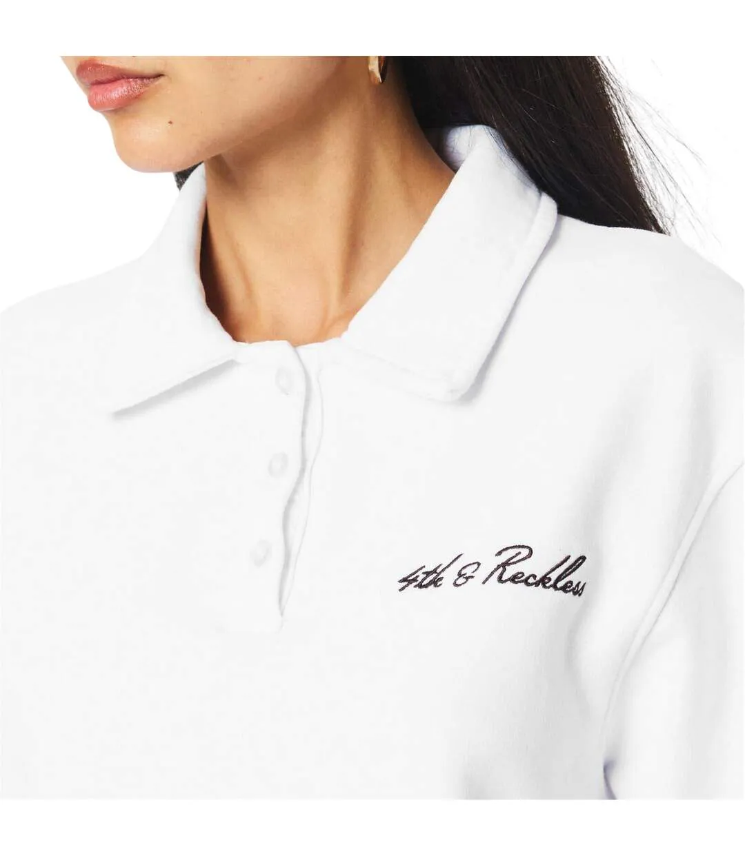 Polo Sweat Femme Blanc 4th & Reckless-3