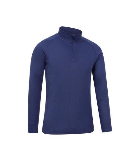 Mens Talus Zip Neck Long-sleeved Thermal Top Dark Blue Mountain Warehouse