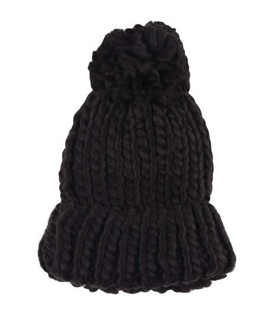 Bonnet Motif/style Pompon Femme Noir 4F