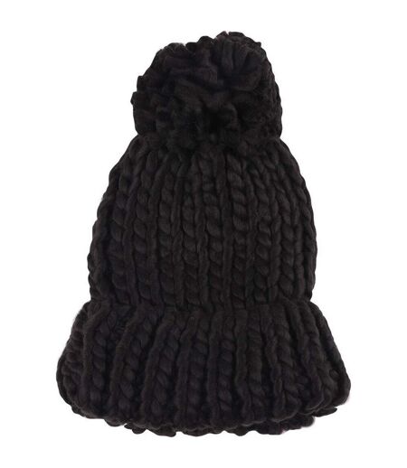 Bonnet Motif/style Pompon Femme Noir 4F