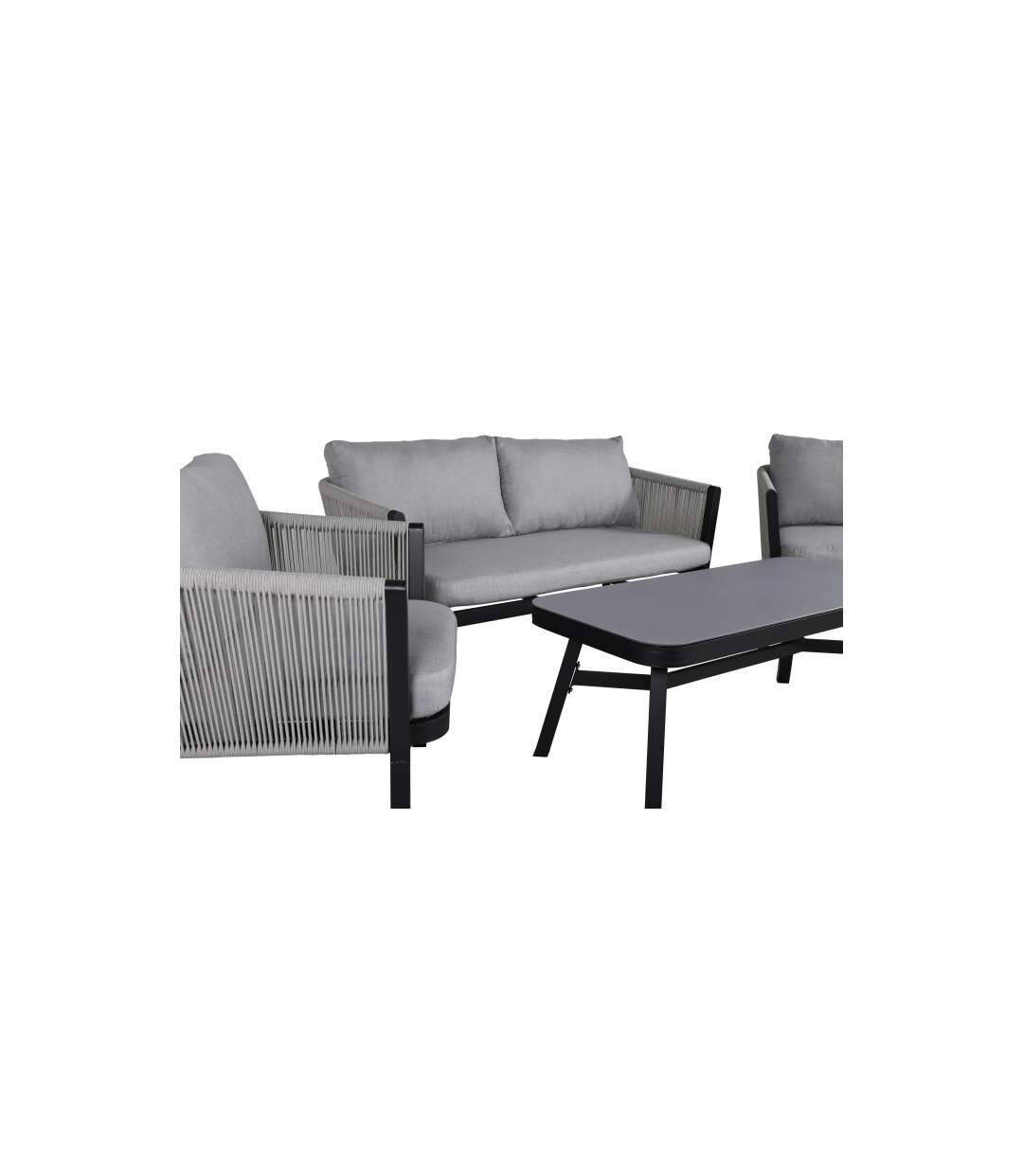 Salon de Jardin Virya 150cm Noir & Gris-4