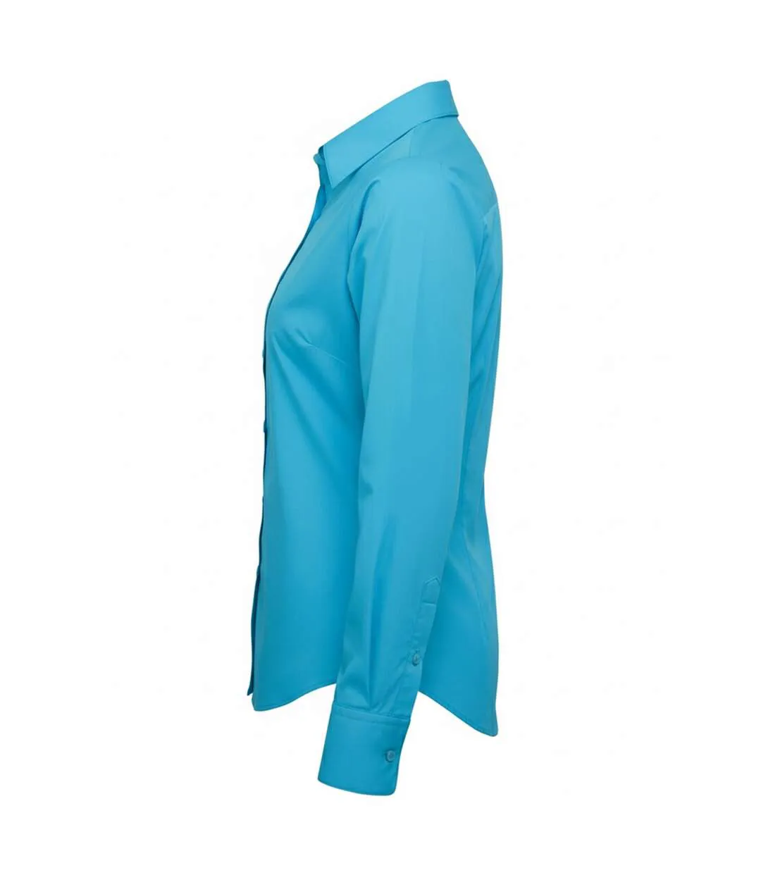 Womens/ladies Poplin Long-sleeved Blouse Turquoise Premier-3