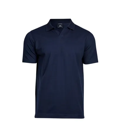 Mens Luxury Stretch V Neck Polo Shirt Navy Tee Jays