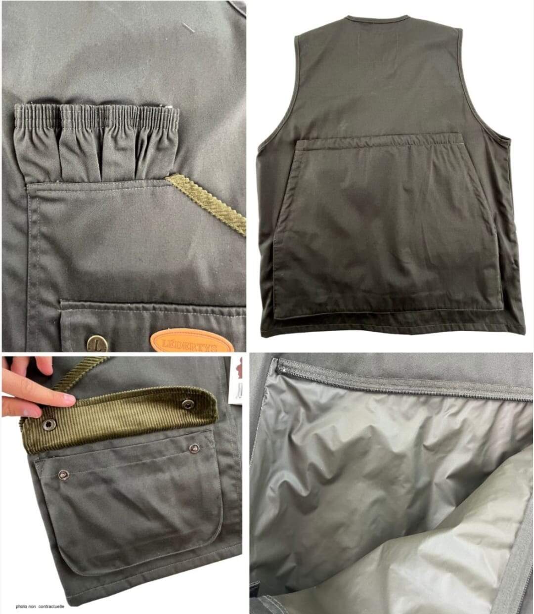 Gilet de Chasse LEDERTYS Classic LY0200 – Déperlant, Carnier PVC et Liberté de Mouvement-4