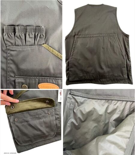 Gilet de Chasse LEDERTYS Classic LY0200 – Déperlant, Carnier PVC et Liberté de Mouvement