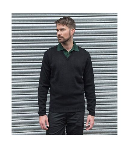 PRO RTX Mens Pro Acrylic V Neck Sweater (Black) - UTPC3625