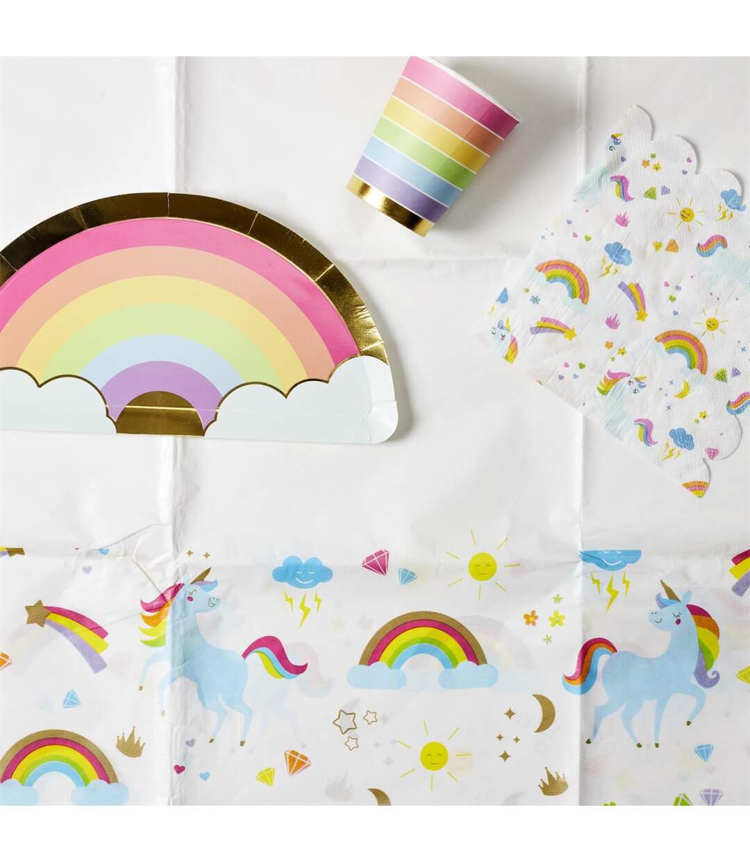 Nappe en Papier Licorne 137x183cm Blanc-3