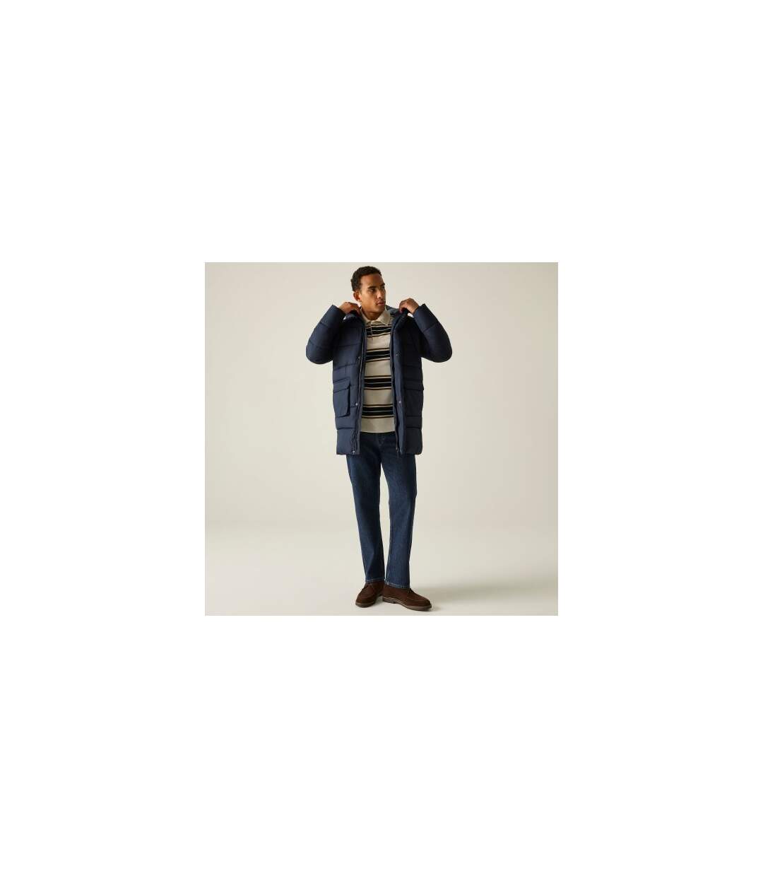 Veste Motif/style Long Marek Homme Bleu Marine Gris Pâle Regatta-1