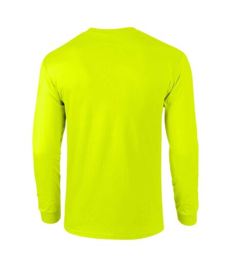 Gildan Mens Plain Crew Neck Ultra Cotton Long Sleeve T-Shirt (New Safety Green) - UTBC477