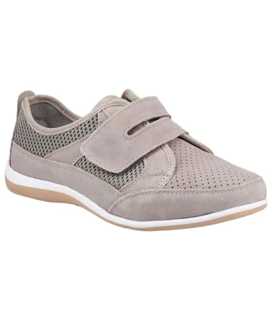 Womens/ladies Pamela Leather Trainers Taupe Fleet & Foster