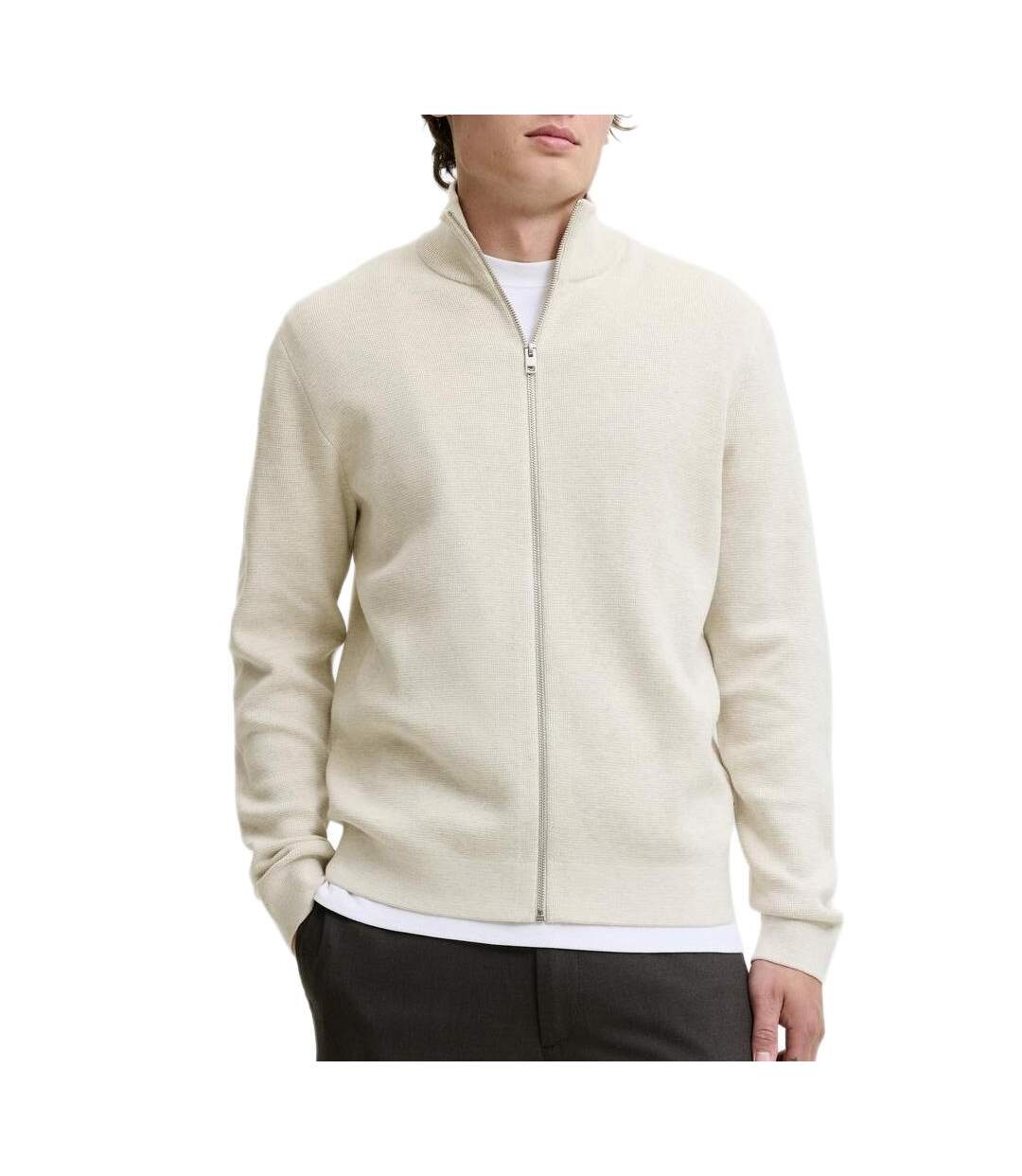 Pull zippé beige homme jack & jones milano-1