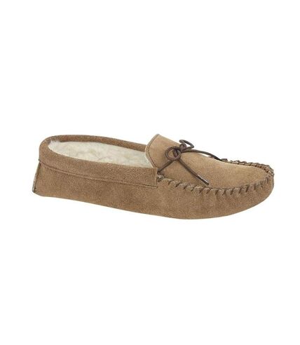 Mokkers Mens Jake Suede Moccasin Slippers (Taupe) - UTDF2060