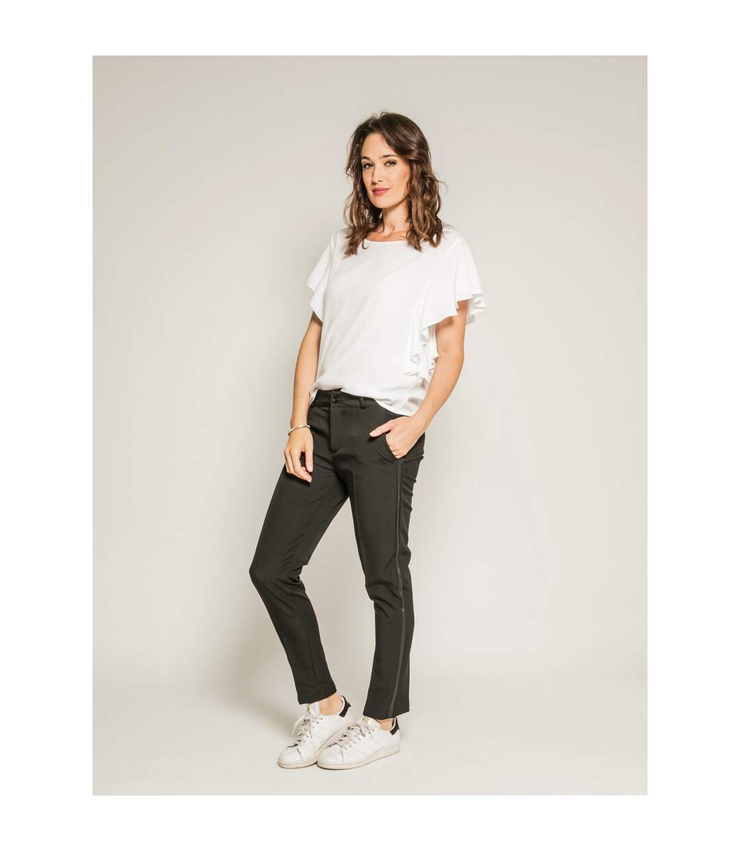 Pantalon cigarette avec bandes ELEONOR - Dona X Lisa-3