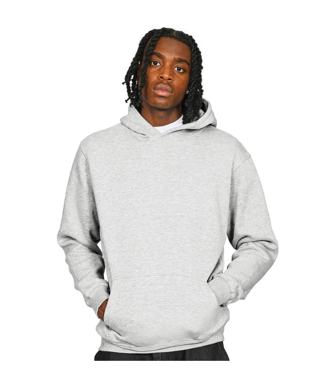 Mens Core Ringspun Cotton Hoodie Ash Grey Casual Classics-1