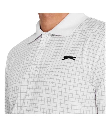Polo Golf Motif/style À Carreaux Homme Blanc Slazenger