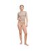 Womens/ladies Snake Print Mesh Slim T-shirt Beige Good American-4