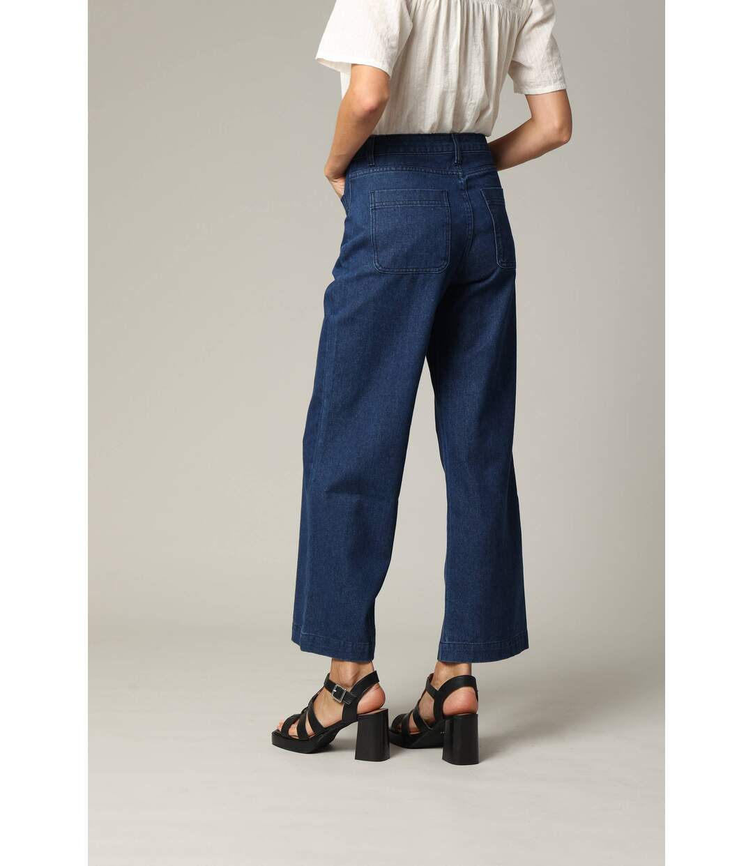 Jean Wide Leg en denim avec braguette à fermeture à glissière LILOO-4