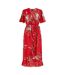 Robe Portefeuille Manches Volantées Motif/style Floral Femme Rouge Mela London-2