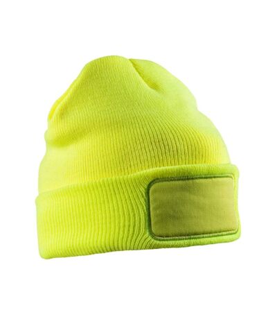 Unisex adult thinsulate printer patch beanie fluorescent yellow Result Winter Essentials