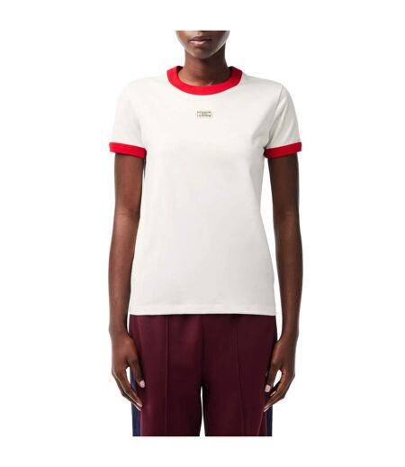 T-shirt femme blanc / rouge Lacoste