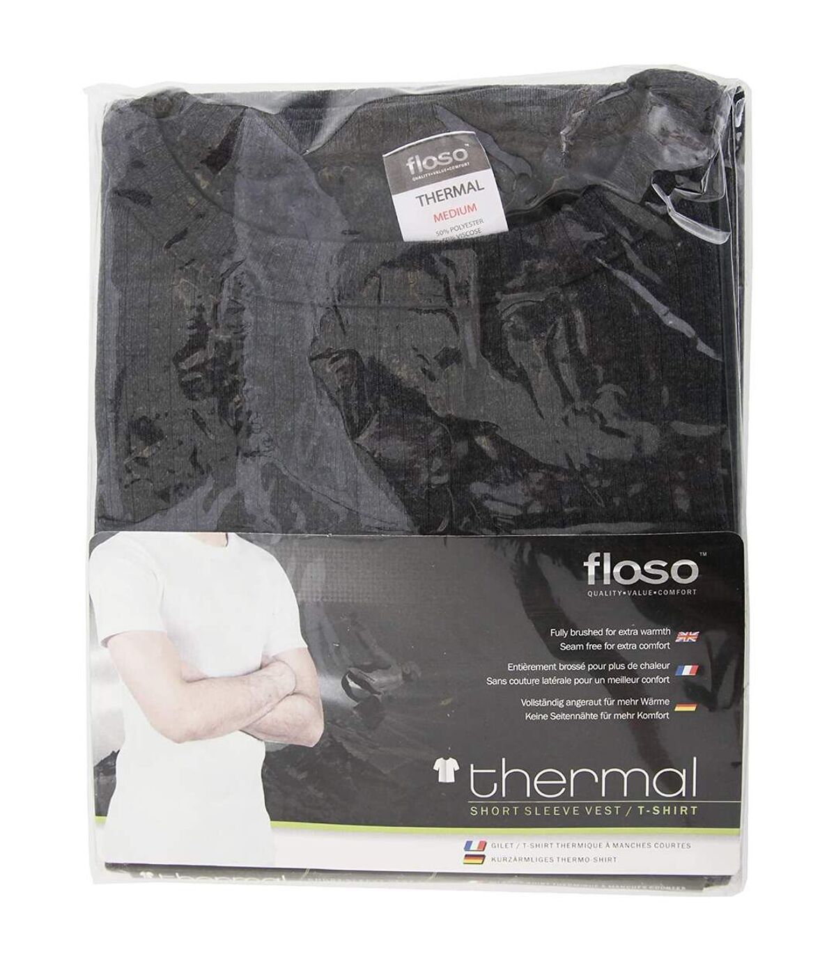 FLOSO - T-shirt thermique à manches courtes (en viscose) - Homme (Noir) - UTTHERM108