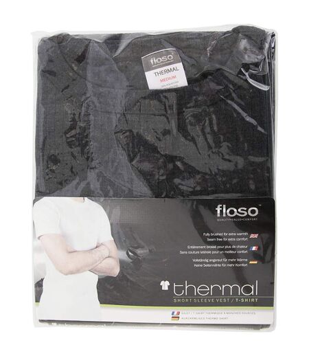 FLOSO Mens Thermal Underwear Short Sleeve Vest Top (Viscose Premium Range) (Black)