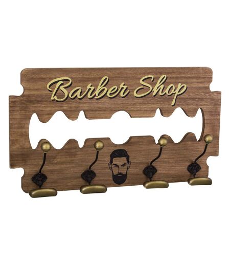 Patère en bois 4 crochets en fer Barber Shop