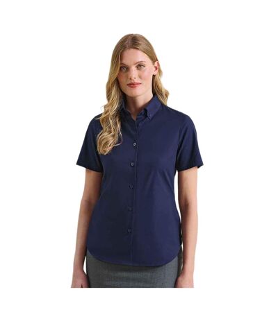 Womens/ladies Supreme Oxford Short-sleeved Formal Shirt Navy Premier
