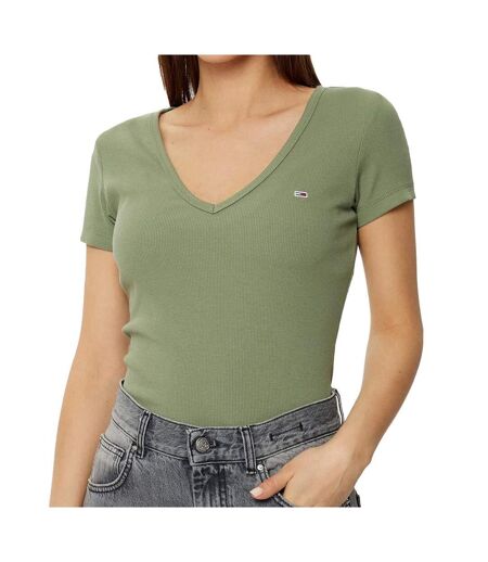 T-shirt kaki femme tommy hilfiger essential aen - l