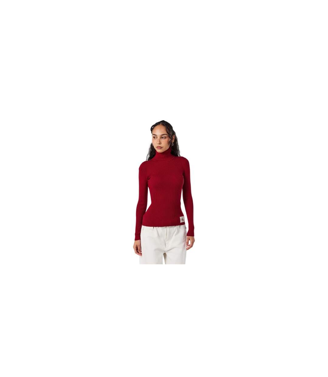 Womens/ladies Turtle Neck Slim Long-sleeved Sweater Top Winery Calvin Klein-1