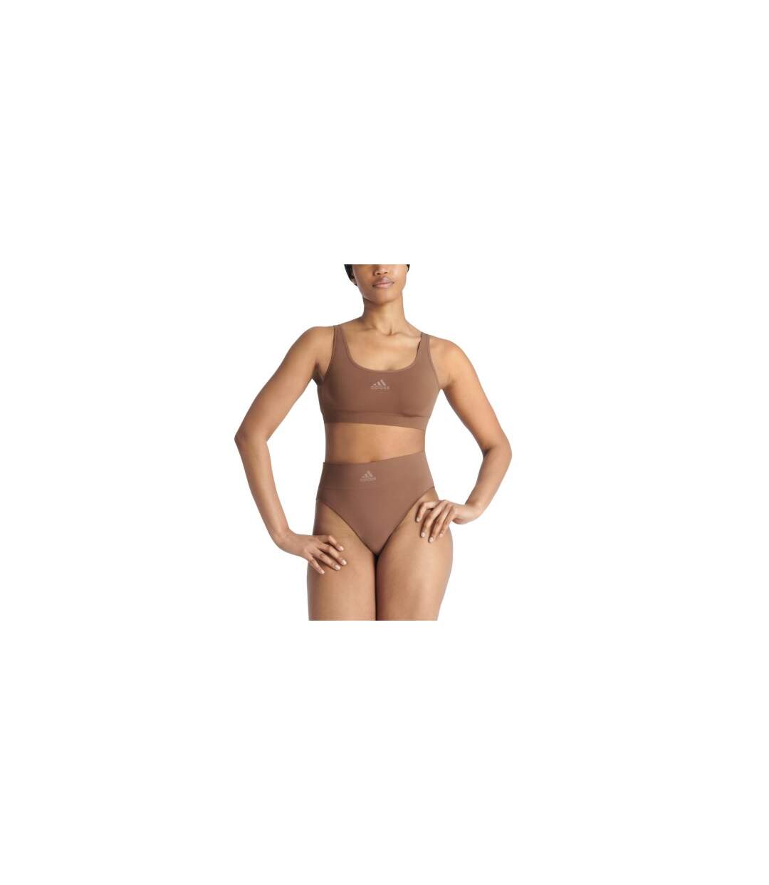 Brassière De Sport Lounge Femme Marron Clair Adidas-1