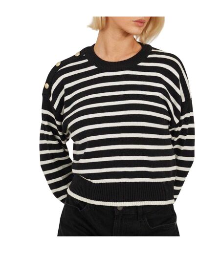 Pull Motif/style À Rayures Femme Noir Blanc Cassé Brave Soul