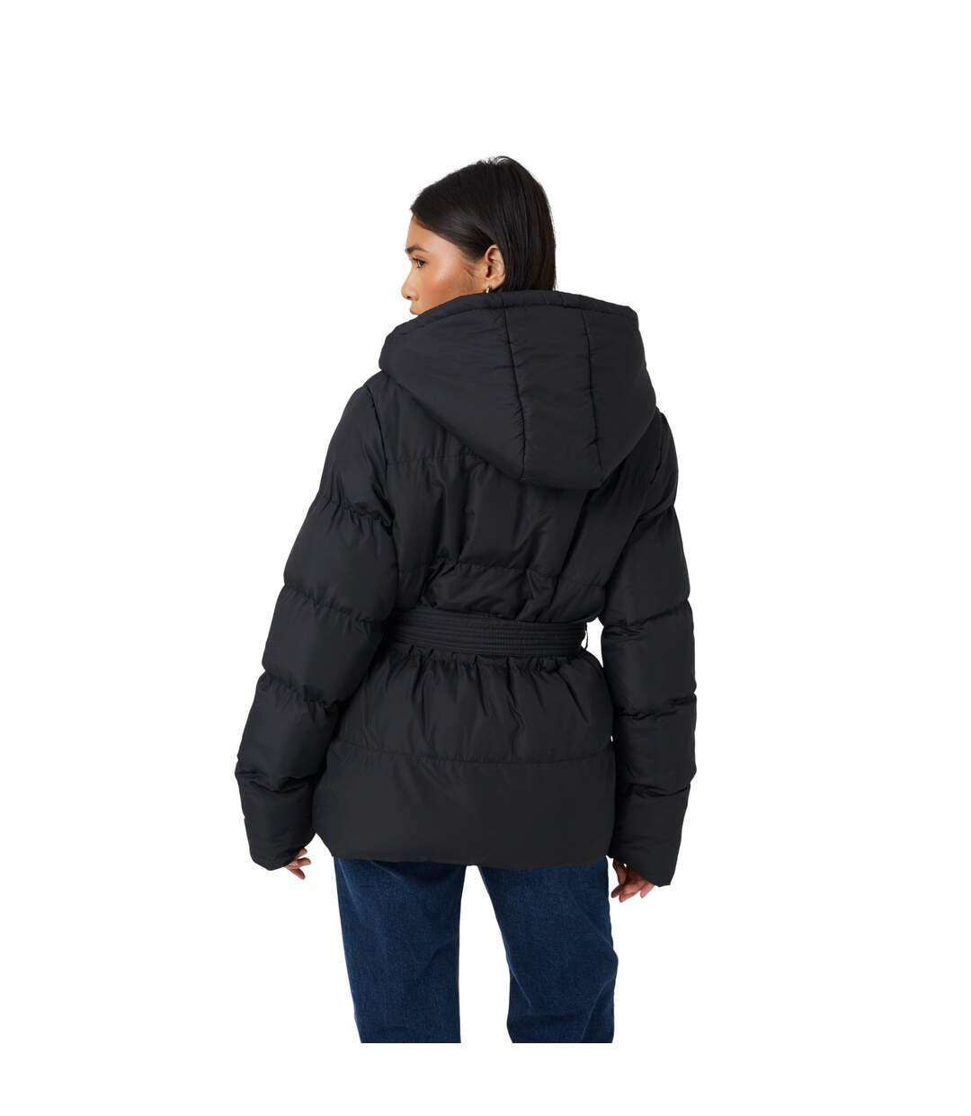 Doudoune À Capuche Motif/style Court Femme Noir Brave Soul-3