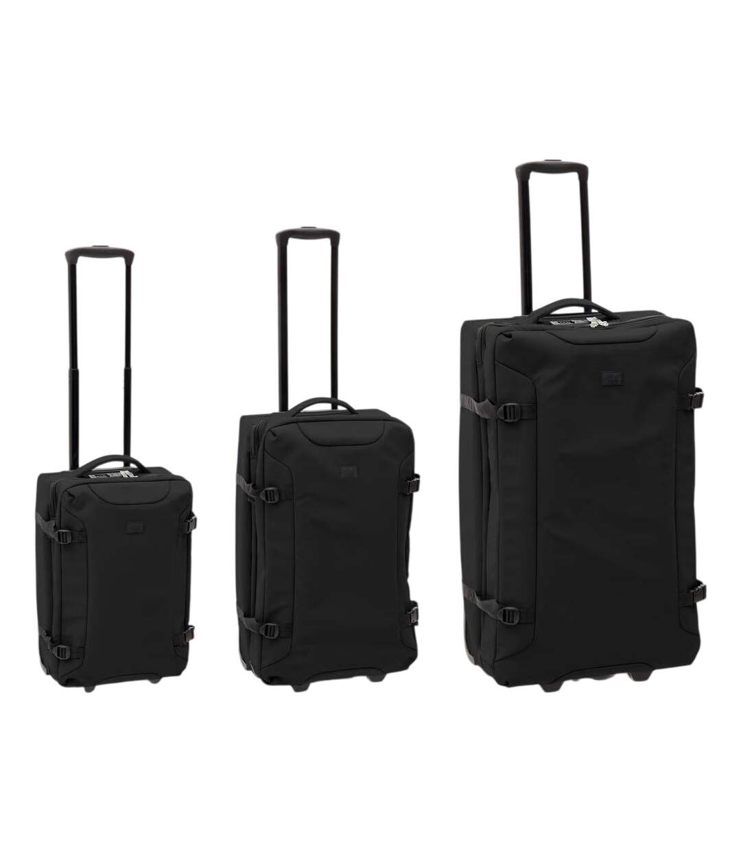 Lot de 3 Valises Souples 2 Roulettes 74cm Noir-1