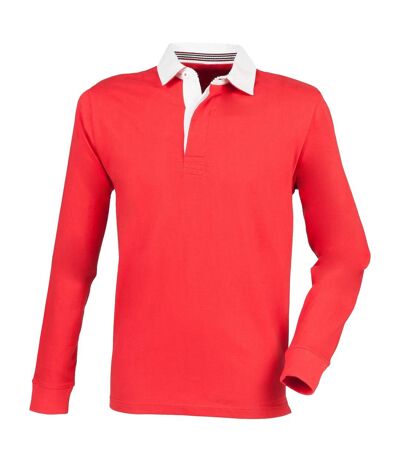 Front Row Mens Premium Long Sleeve Rugby Shirt/Top (Red) - UTRW4169